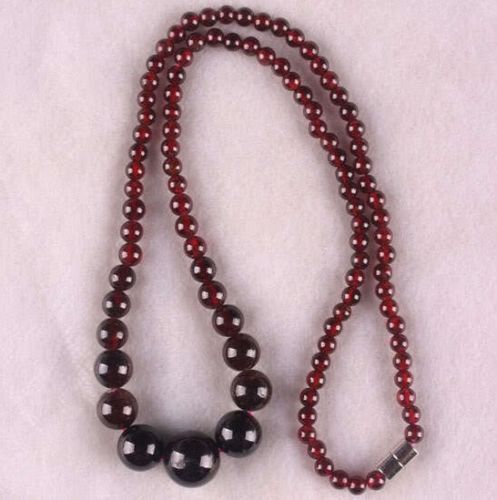 11MM NATURAL GARNET ROUND BEADS NECKLACE 17  