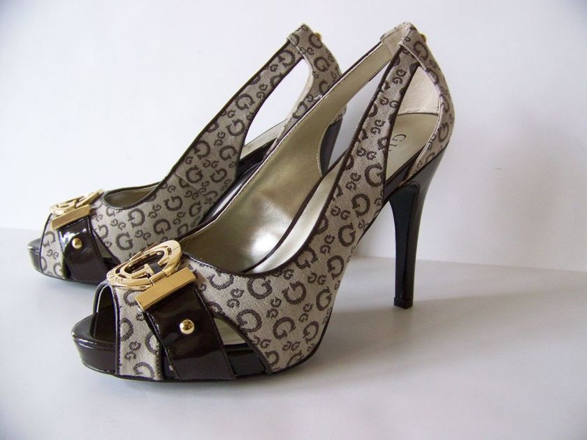 Guess DINA Heels Natural Logo MANY SIZES HERE  