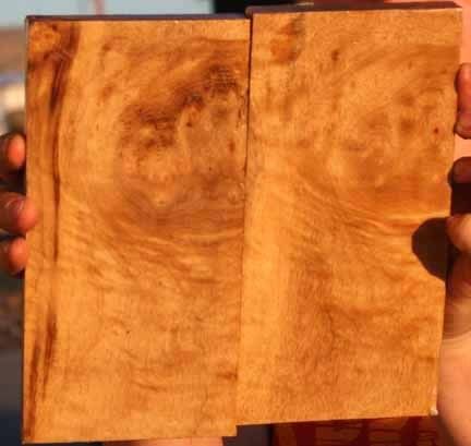 BOOK MATCHED CLUSTER MYRTLE BURL 2pc SET ~ EXOTIC WOOD LUMBER 1351 