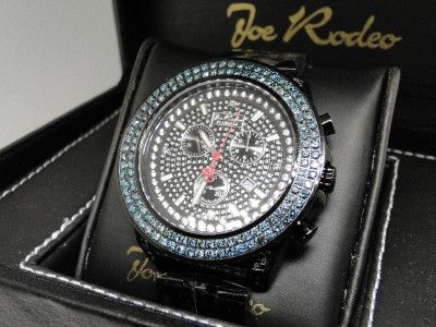   JOE RODEO/JOJO BLACK AND BLUE PLATINUM JRPT 168 DIAMOND WATCH 4.68 CT