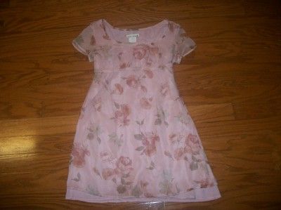 SARAH RICHARDS PINK SHEER FLORAL SUN DRESS SUNDRESS 5 6  