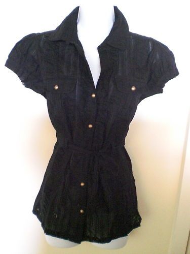 Black Military Ruffle Top goth metal rockabilly vintage  