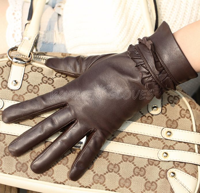   Womens GENUINE LAMBSKIN Winter Warm leather gloves Christmas Gift