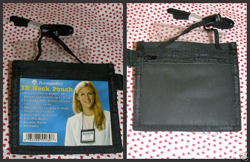 Baumgartens ID Neck Clear Pouch with Zipper Pocket NEW  