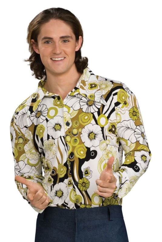 Groovy Shirt 70s Disco Pimp Mens Adult Costume 3 COLORS  