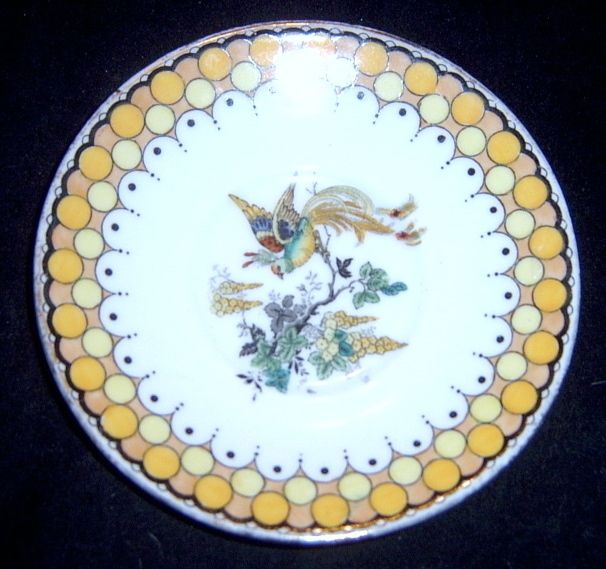 Adderley Yellow Gold Trim Tropical Bird Center Demitasse Saucer Stella 