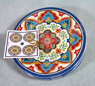 222 Fifth El Centro Colorful Set/4 Appetizer Plates  