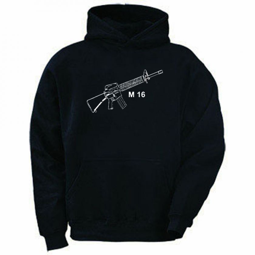 16 M16 AR 15 Gun Rifle Customized Mens Hoodie L,XL  