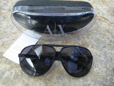 Armani Exchange A/X NEW Aviator Sunglasses Black w Case A/X213 Unisex 