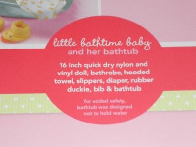   BATH TIME BABY DOLL Bathtub Rubber Duckie Towel Tub Toy Duck`  