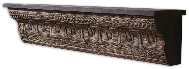 Banana Tree Wood Metal Embossed Medallion Wall Shelf  