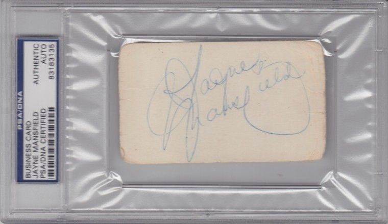 JAYNE MANSFIELD Signed Autographed Business Card Slabbed PSA/DNA & JSA