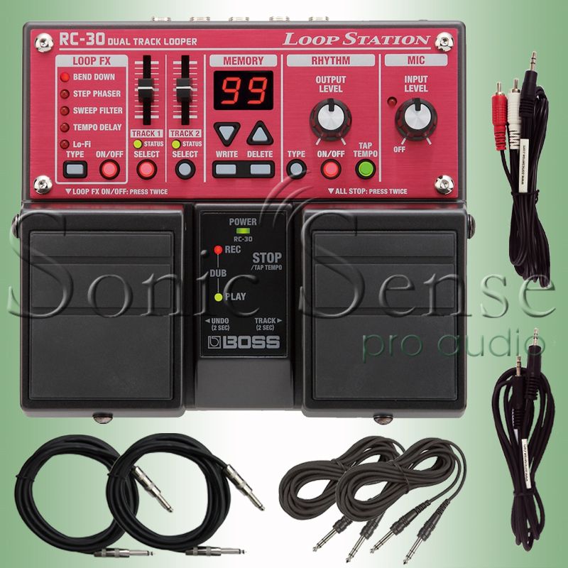 Boss RC 30 RC30 Loop Station Looper Stomp Box Pedal Recorder + Cables 