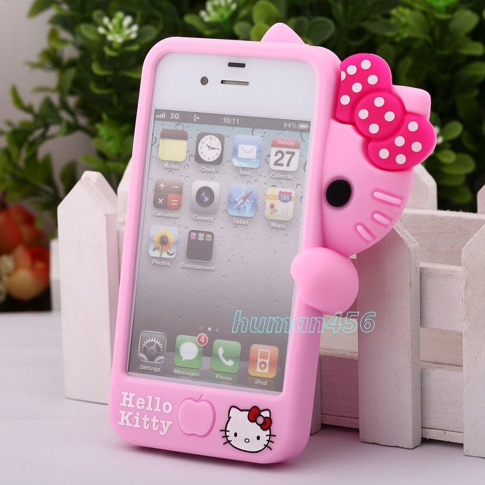 New 3D BOW Hello Kitty Cute lovely Silicone Back Case Cover for iPhone 