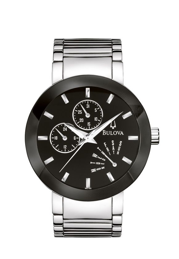 Bulova Mens Black Dial Bracelet Watch 96C105  