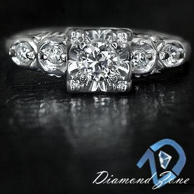 RETRO ESTATE DIAMOND F VS OLD EURO CUT 1940s VINTAGE ENGAGEMENT RING 