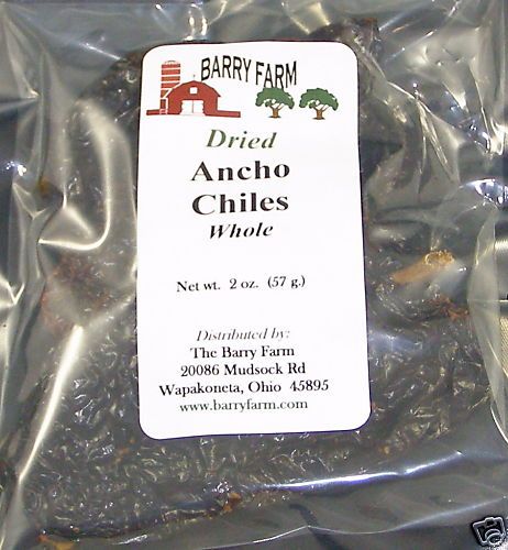 Ancho Chile Peppers, Dried, Whole, 2 oz. FNP246  
