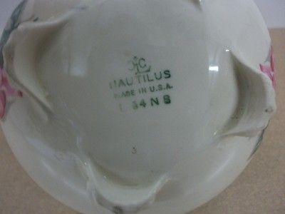 Homer Laughlin China Milk Creamer Nautilus Green Rim Pink Rose Pattern 