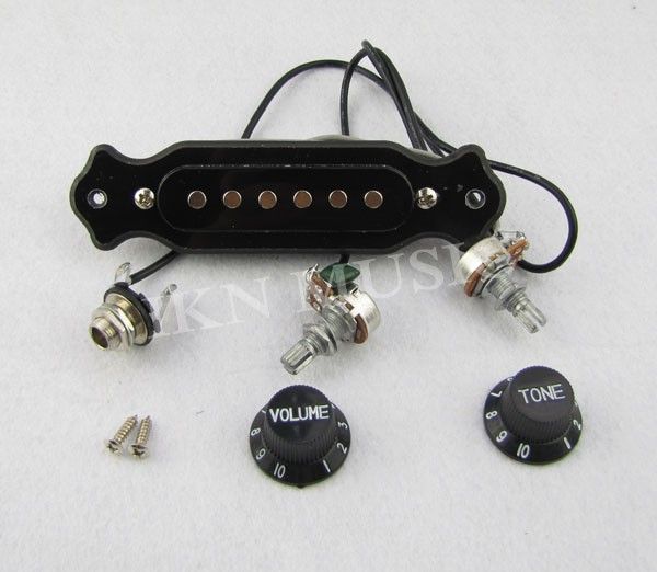 Acoustic Guitar Pickup Set, w/ Jack & Knobs & Capacitor  