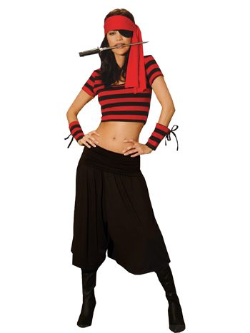 PIRATE Halloween Womens Costume Gaucho Pants Eye Patch  