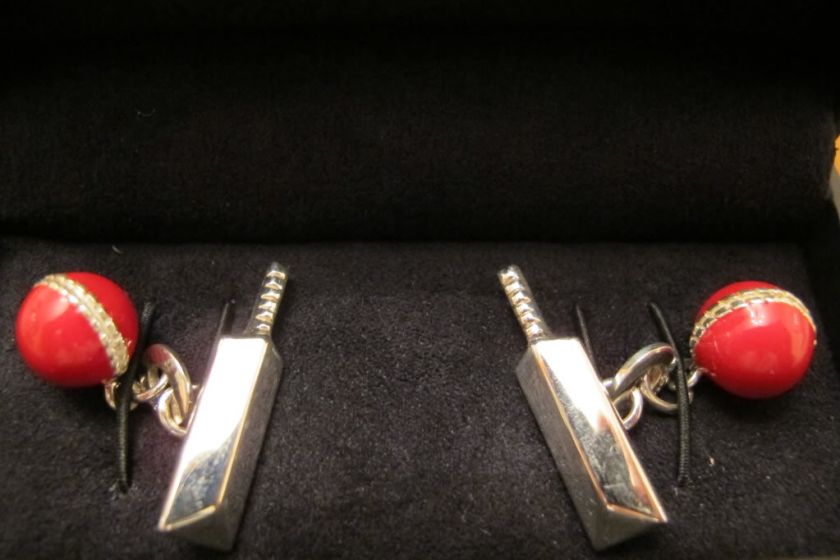 Genuine Links of London Silver Cricket Bat & Ball Cufflinks  