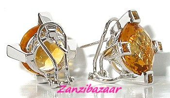 14K WHITE GOLD CHECKERBOARD CUT GOLDEN CITRINE EARRINGS 11.25CT  