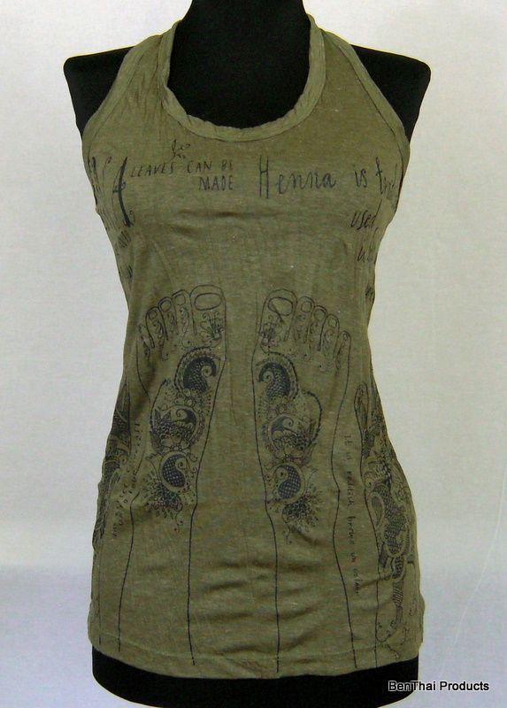 Henna Mehndi Tattoo Racer Back Tank TOP Shirt New Sz XL  