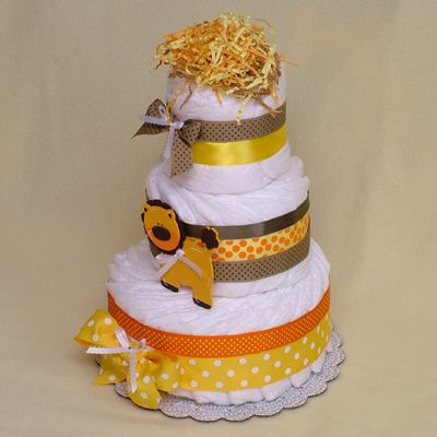 Baby Shower Decoration DIAPER CAKE Jungle Lion Pampers  