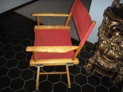 VINTAGE TELESCOPE DIRECTOR CHAIR RED FOLDING BOAT CHAIR CANVAS SOLID 