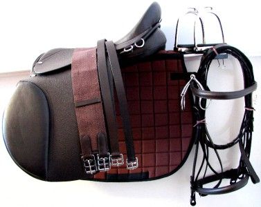 17 BROWN XL DRAFT ALL PURPOSE English JUMP Saddle 7PC  