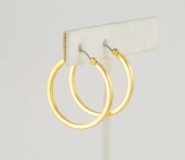 14KT Yellow Gold Ep Flattened Medium Hoop Earrings  