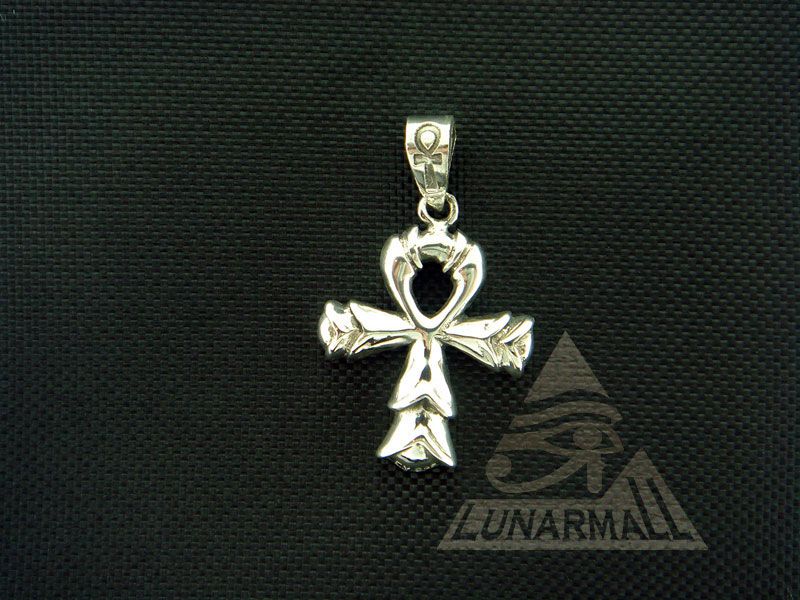 Egyptian Silver Lotus style Ankh pendant  