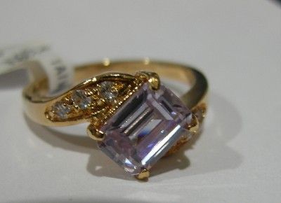 Simulated Alexandrite Emerald cut Womens Ring Sz 7  