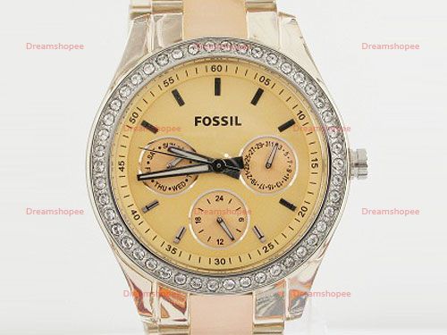 Fossil Stella Multifunction Day/Date Analog Yellow Dial Womens 