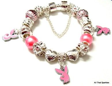 Sterling silver plated bracelet with pandora style charms and beads