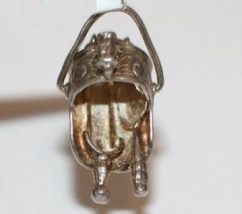 Vtg Sterling Silver FIREPLACE TOOL BASKET Charm ~MOVES  