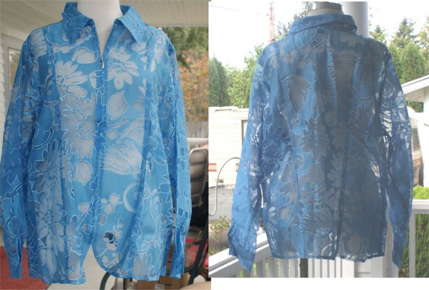 DESIGNER SUSAN GRAVER STYLE SEETHRU light BLUE TWIN SET SIZE 1X  