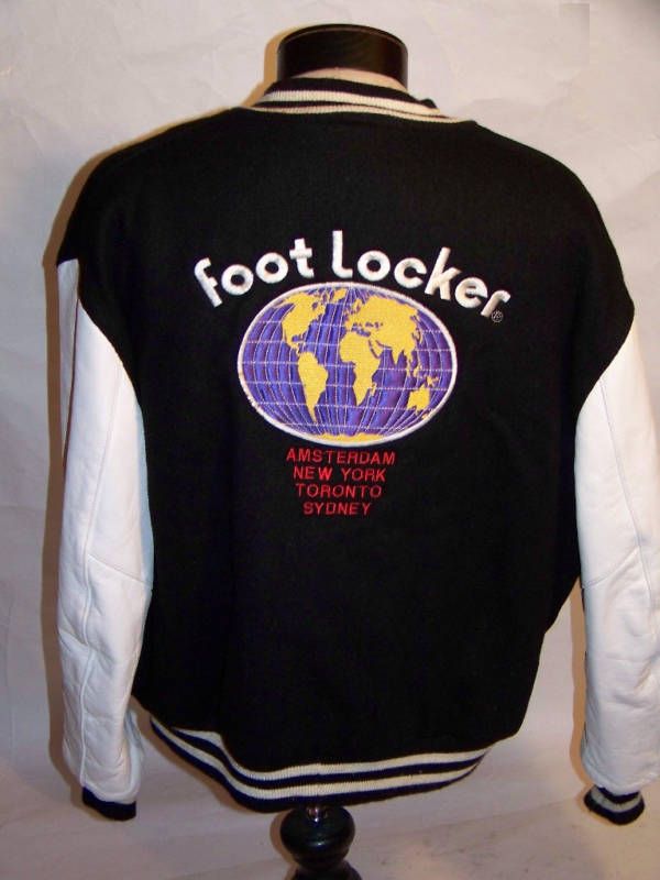 VINTAGE FOOT LOCKER WOOL & LEATHER VARSITY JACKET QUILTED LINING USA 