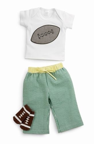 Boys Football 3pc Pants Set Pajamas  Mud Pie All Boy   6m, 18m   NEW 