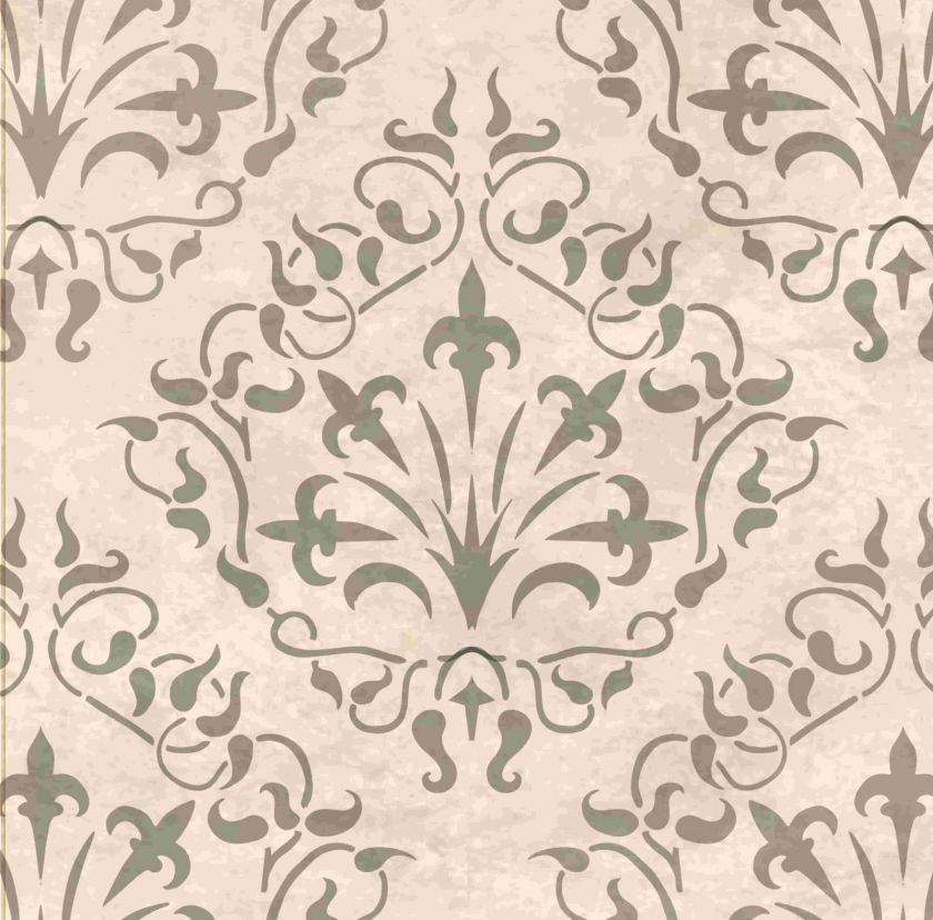 Damask Fleur De Lis   Large Tile Stencil Design 0119A  