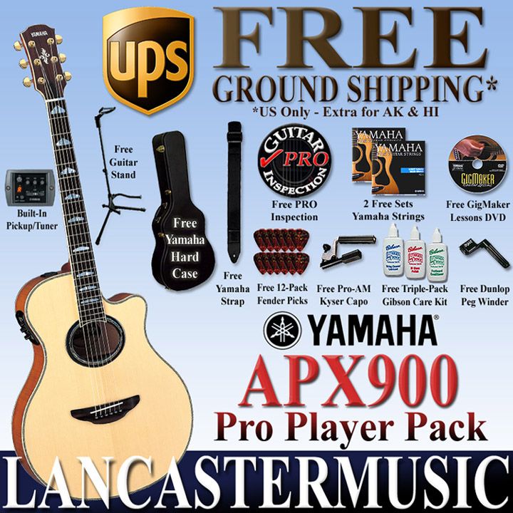   YAMAHA APX900 APX 900 ACOUSTIC ELECTRIC GUITAR PRO PLAYER PACK Natural