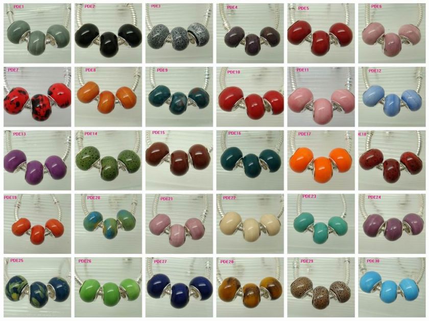 30 Colors Mulit Murano Porcelain Ceramic European beads Core Fit 