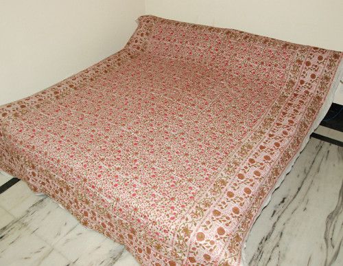 Gift for Love One Handmade Double Size Jaipuri Quilt Indian Tapestry 