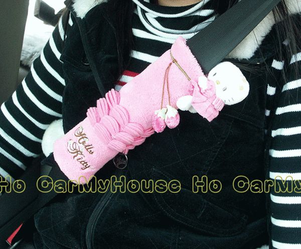 Hello Kitty Strawberry Cake Car Seatbelt Cover Pink  