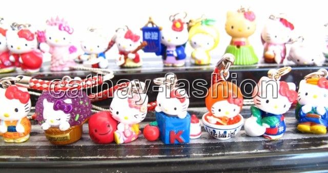 100PCS boutique hello KITTY Mobile Phone Neck Strap Charms  