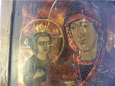 19c RARE RUSSIAN ORTHODOX ICON VIRGIN OF THREE HANDS  