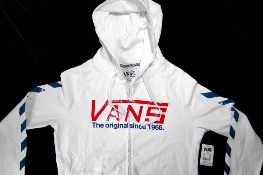 NEW VANS HOODIE ZIP HERITAGE GIRLS WHITE START SMALL  