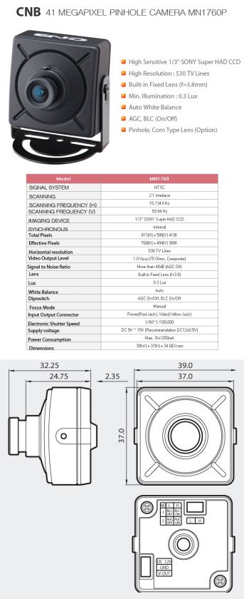 CCTV high performance 41 Megapixel pinhole Camera #15  