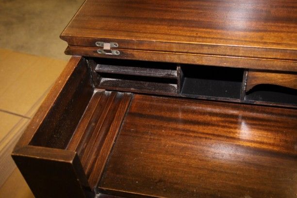  ANTIQUE AMERICAN 19th CENTURY MAHOGANY SPINET STYLE SECRETARY DESK 