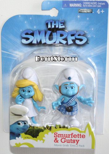 SMURFS SMURFETTE & GUTSY MOVIE GRAB EMS figurine JAKKS  